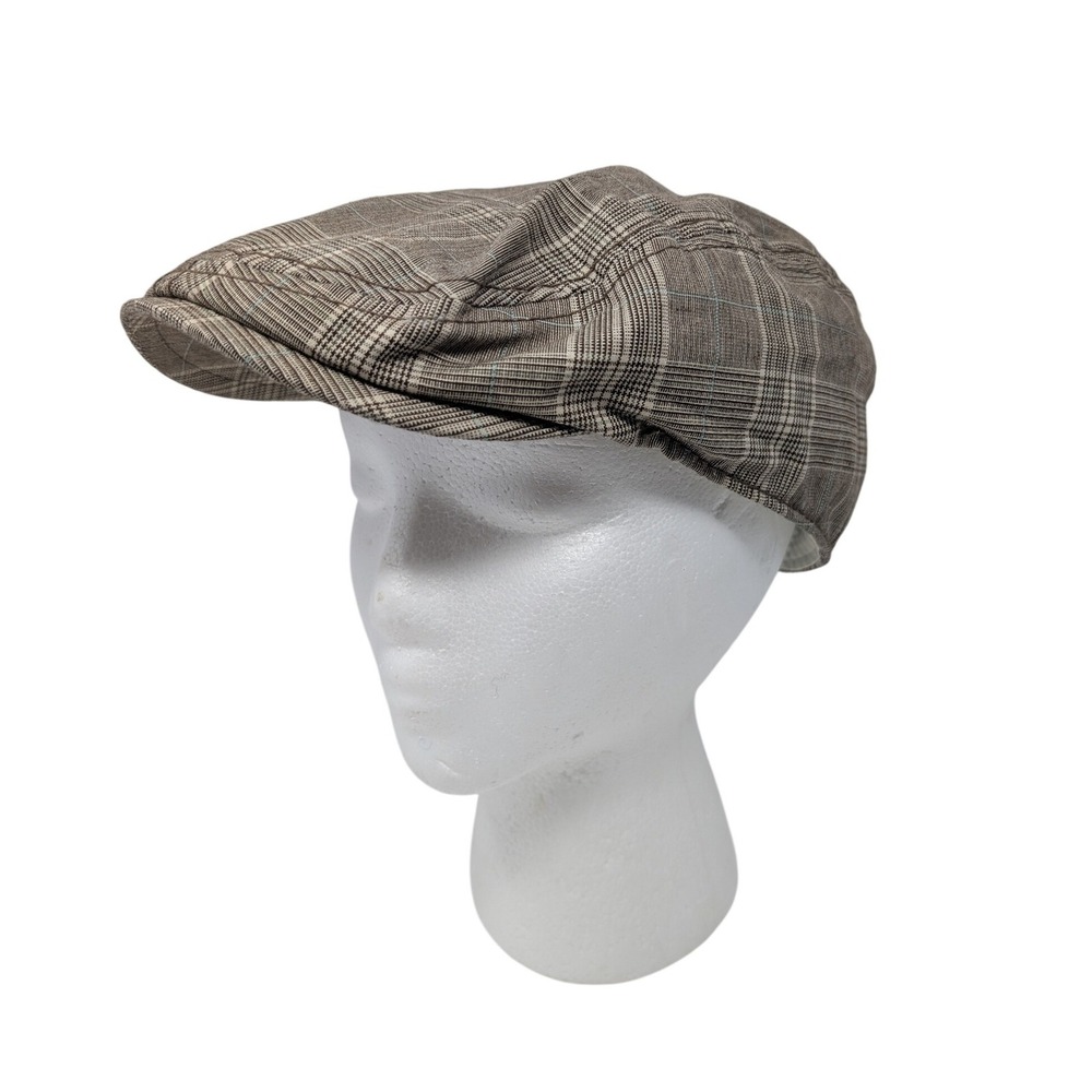 Cremieux Collection Brown Glen Plaid Flat Cap Newsboy Driving Hat Mens L/XL